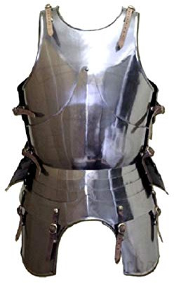ANTIQUECOLLECTION Mittelalterliche italienische Rüstung des 15. Jahrhunderts, Silber, Größe M, für Erwachsene, Mittelalterliche Renaissance, Cosplay, Rüstung, Silberfarben, M