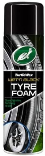 Turtle Wax 53145 Wet & Black Tyre Dressing Foam Car Wheel Shine No Sling 500ml Aerosol