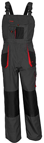 Gama JM FORECO-B White, Grey, Black Bib and Brace Overalls Mens Work Trousers Knee Pad Dungarees Multi Pocket Clasic and Knee Pads Painters