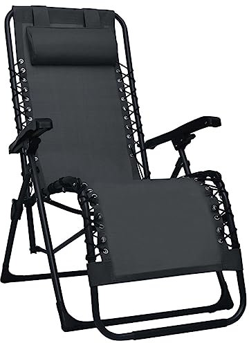 vidaXL Tumbona Plegable Asientos Hamaca Balancín Sofás Sillones Mobiliario Muebles Decoración Bricolaje Sillas Terraza Jardín Textilene Gris