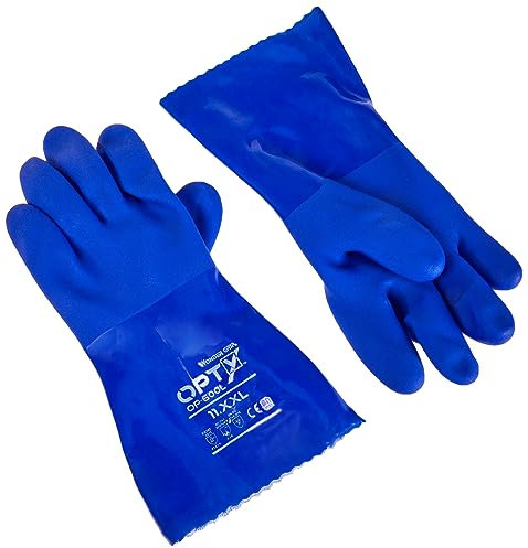Wondergrip - Opty - OP-600L Safety Gloves - Triple PVC Coating - Chemical Resistant & High Grip - Rough Finish Palm - Long Cuff - Ergonomic Fit - Blue - XX Large
