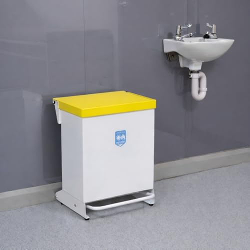 Office Needs Direct Medical Eco Sackholder Healthcare Clinical Waste Bin 42 Litres Foot Pedal Yellow Flush Steel Top