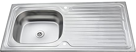 Edelstahlspüle Einbauspüle 1 Becken 100 x 50cm Aufbauspüle Spülbecken Spüle Küchenspüle rechteckig