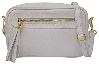 Mauro Pelletteria Petit Sac à Bandoulière 100% Cuir Véritable fabriqué en Italie avec fermeture éclair et bandoulière réglable