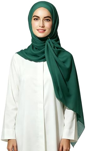Lina & Lily Bubble Crepe Chiffon Damen Muslim Hijab Kopftuch Schal Turban, Stoff Leicht Undurchsichtig