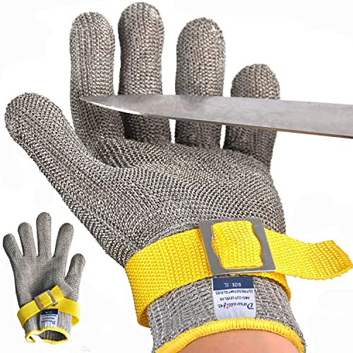 Dowellife Food Grade Level 9 Cut Resistant Glove, Stainless Steel Mesh Metal Knife Cutting Glove for Butcher, Meat Cutting, Oyster Boning, Cooking, Ma