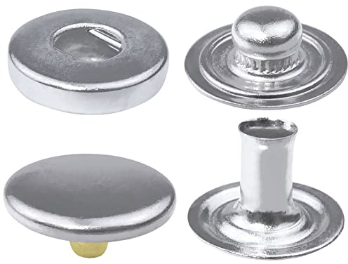 AERZETIX - C56633 - Satz von 10 Druckknöpfe mit feder Ø10 mm 4 metallteile - farbe silber - für handtasche jeans geldbörsen - lederwaren kleidung leder handwerk