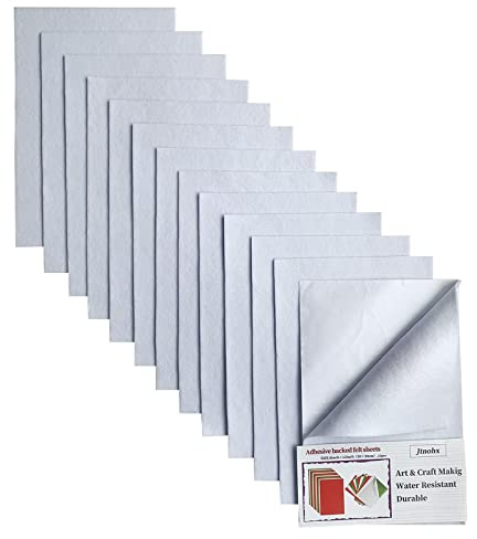 Jtnohx Selbstklebender Filz Platten Filzstoff Selbstklebend Klebefilz Weiß | 12 Stück Bastelfilz für Handwerk 20x30cm Weiche Filzblätter für DIY Projekte 1,4mm (Weiß)