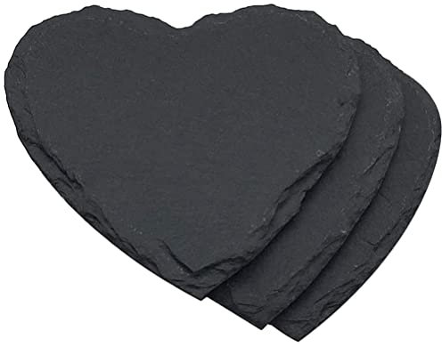 CALLARON 3 Stück Herzförmige Schieferplatten Naturschiefer Käseplatte Essteller Wurstplatten Herz Servierplatte Tablett Für Fleisch Käse Sushi Brot Gebäck Vorspeisen 4 Zoll