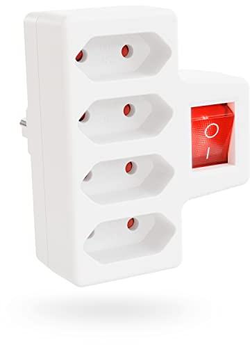 greate 4fach Steckdose für Eurostecker mit Schalter bis zu 2300W | Steckdosenadapter ohne Kabel - Mehrfachsteckdose Kunststoff - Eurostecker Verteiler - Mehrfachstecker