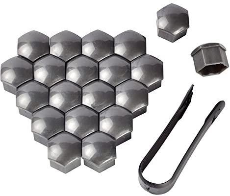 Cerioll Cache Ecrou, Cache Boulon, Boulon Ecrou Couvre, 20 Pièces Capuchons D'écrou de Roue, Capuchons Protection Hexagonal pour écrous de Roue, avec Outil de Suppression pour Voiturese, 19mm