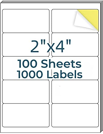 HokLoindustry 2 x 4 Mailing Labels,1000 Address Labels(100 Sheets),Printable White Shipping Labels for Laser/Inkjet Printer,Permanent Adhesive Sticker Labels