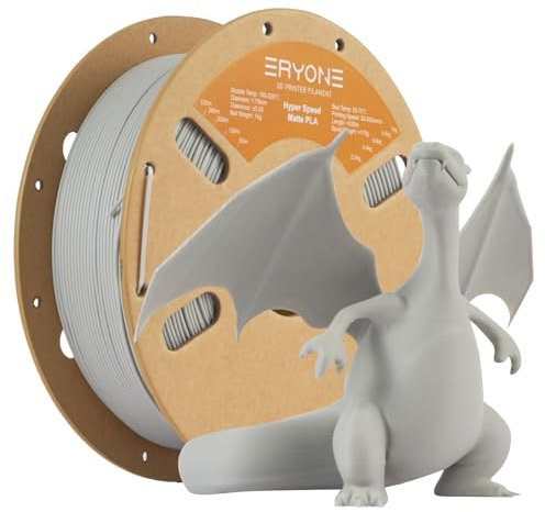 ERYONE High Speed Matte PLA Filament 1.75mm +/- 0.03mm, Rapid PLA Filament, 3D Printing Filament, 30-500mm/s Hyper Speed Filament, 1kg(2.2LBS)/Spool, Light Grey