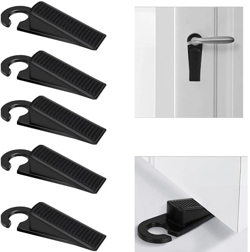 HOPS 5er Set Türstopper Boden - Türkeil, Door Stopper, Kunststoff Keile, Schwarz, Türhalter, Gummi