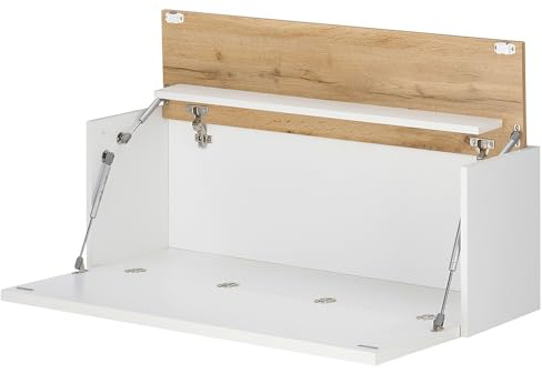 Lomadox Büro Homeoffice Sekretär, wandhängend, weiß mit Eiche, B/H/T ca. 100/35/30 cm