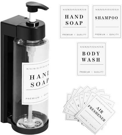 HNCY Erogatore Sapone Liquido da Parete, 300ML Dispenser Sapone Bagno | Dispenser Sapone Shampoo e Bagnoschiuma, Porta Sapone Liquidi Ricaricabile per Lozioni, Gel Doccia Shampoo e Balsami