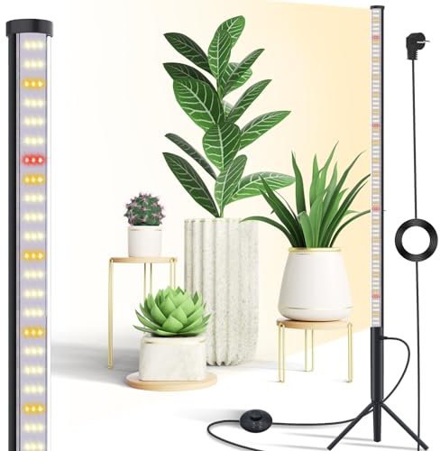 Niello T10 lámpara de crecimiento para plantas de interior, 42W luz de espectro completo de la planta, 216LEDs vertical de pie planta de luz de crecimiento, 120cm de altura con interruptor on/off