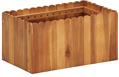 Garten-Hochbeet, Kräutertopf Übertopf Keramik Blumentopf Hoch Blumentopf Mit Füßen Geeignet für Balcony Garten Terrace Cactus 50 x 30 x 25 cm Massivholz Akazie
