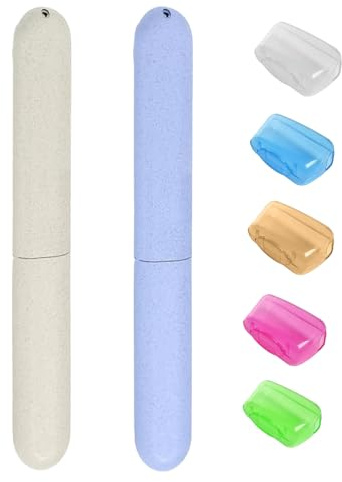 7-Teiliges Zahnbürstenetui, Zahnbürsten-Etui, 2 Stück Zahnbürstenbox und 5 Stück Portable Zahnbürste Kopf Abdeckungen, Zahnbürste Schutzhülle, Zahnbürstenkopf Schutzhülle, für Reisen Familie, Business