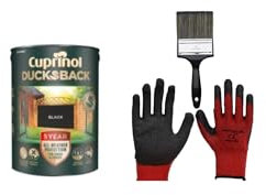 FAB INT PRODUCTS Cuprinol Ducksback 5 Year Waterproof for Sheds and Fences, 5L, Include Glove L, 4 Brush, (Black)