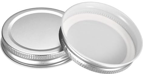 sourcing map Mason Jar Lids, 6 Pcs - Tinplate Canning Lids Regular Mouth Leak Proof Fits Storage Jars (Silver)