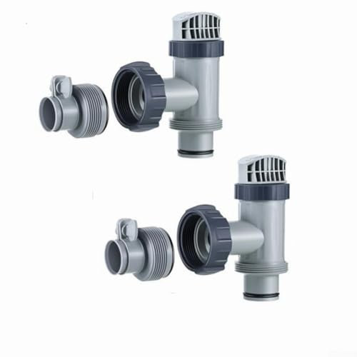 2 Stück Schlauchadapter B & Kolbenventile mit Dichtungen, Ersatz 3,2 cm bis 3,8 cm Poolschlauchadapter & Kolbenventile für oberirdische Schwimmbad und Pool-Filterpumpe