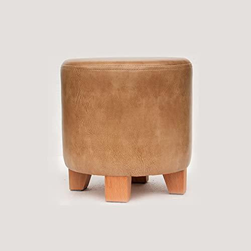 Runder Fußhocker, für Wohnzimmer und Schlafzimmer, Ottomane mit Holzbeinen, Fußhocker, ideal für Schminktischhocker, stilvoll und funktional