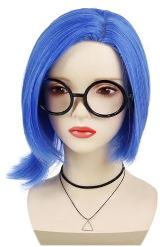 PORSMEER parrucco Cosplay Blu Bob tristezza Costume Da Donna Sintetica per Anime Cosplay Halloween Party