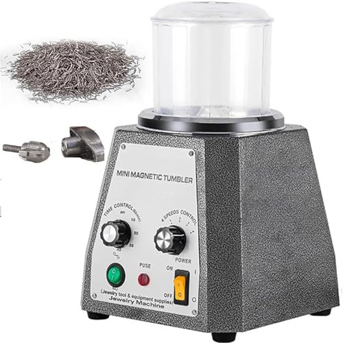 DPQYJPP Buratto Magnetico, Macchina lucidatrice for Gioielli con Controllo a 4 velocità, buratto for Gioielli da 2000 Giri/min, Macchina di Finitura Professionale, Piccolo buratto Magnetico