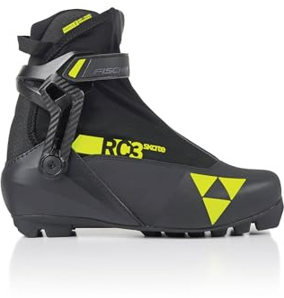 Fischer RC3 Skate Mens Cross Country Race Ski Boots, Black/Yellow, 43