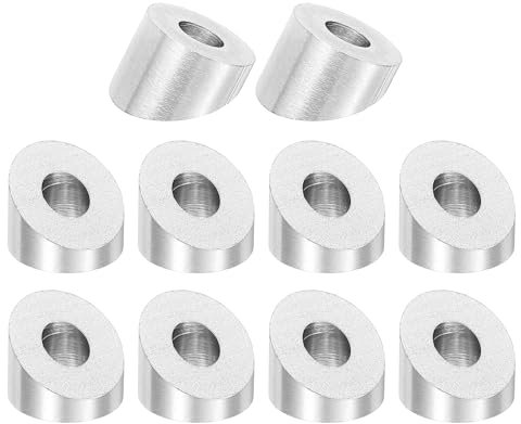 sourcing map 10 Stück 0,6 cm 30 Grad Winkel abgeschrägte Unterlegscheibe, T316 Edelstahl, abgewinkelte Unterlegscheibe für Kabelgeländer, Treppenenden, Holz, Metallpfosten, Silber