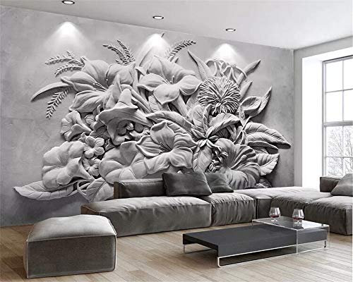 Papel Pintado Flores Pared 3D Papel Tapiz Fotomurales 3D Papel Pintado Póster Gigante de Pared Personalizado 3D Para Salón o Dormitorio 350cm×256cm (ancho x alto)