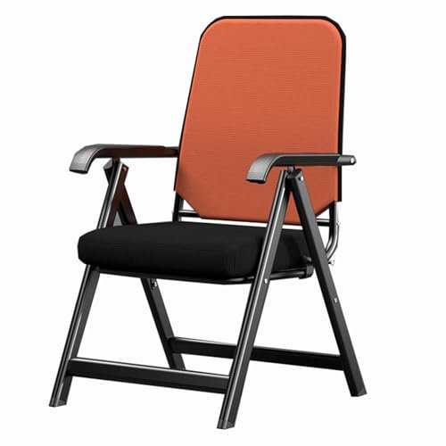 Tragbarer Klappstuhl für Büro Lernen und Training, bequeme Rückenlehne und Sitzunterstützung, Orange, 52 x 60 x 100 cm