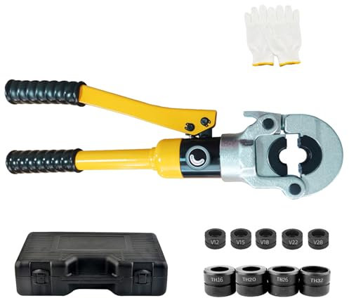 Pince à sertir professionnelle hydraulique - Profil V - Tête rotative 360° - Tubes cuivre - Tuyaux composites - Inserts V12 V15 V18 V22 V28 TH16 TH20 TH26