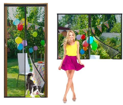 Anti-Mosquito Curtain Zip Fly Screen Window, 75x70cm net Insect Protection Door Zip Fly Net Mosquito for Balcony Door Cellar Living Room Patio Screen No Drill Black