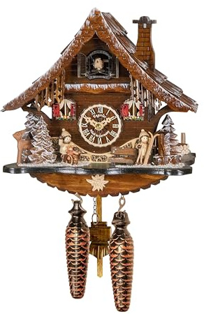 Engstler Orologio a cucù al quarzo Casa tipo Foresta Nera con musica