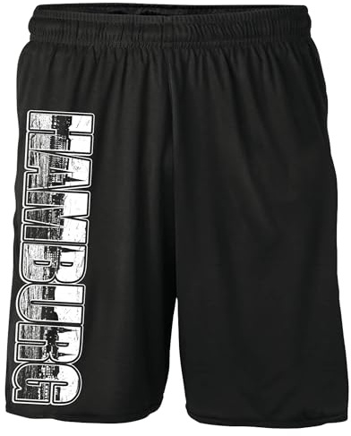 UGLYSHIRT Vintage Skyline Hamburg Shorts | Stadt Fussball Kurze Hose Retro Vintage Sweatshorts Fanartikel City