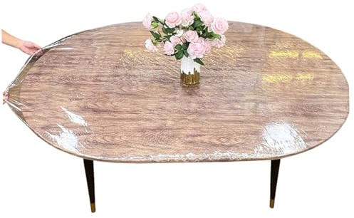 Oval Anpassende Tischdecke wasserdichte öldichte klare Tischabdeckung Protektor mit leicht zu reinigender Kunststofftischdecke für 48 x 72 Zoll ovales Tisch.