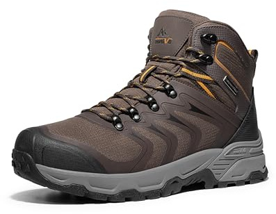 NORTIV 8 Men's Waterproof PRO Hiking Boots Outdoor Lightweight Non-Slip Arch Support Trekking Camping Ankle Boots Armadillo 3.0,Size 10.5,Brown,NMUMHB2508