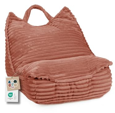 Gutekissen® Sitzsack Kinder mit Griff – Sitzkissen für Kinderzimmer Montessori - Kids Sweet Garfield Flauschiger Tiliastoff (58x70x55 cm, Rot)