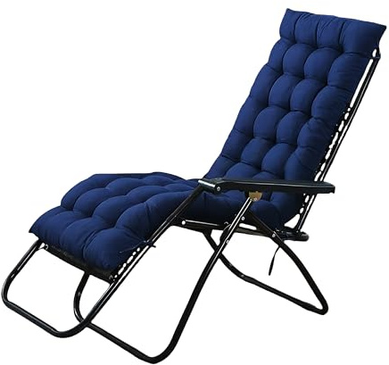 Surwin Color Sólido Cojín Tumbona Jardin Exterior, Cojines para Sillas de Jardin, Colchóneta para Tumbonas Sillas y Hamacas, Mecedora Exterior, para Terraza, Balcón, Playa (Azul Marino,53x148cm)