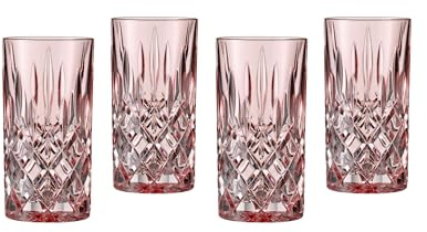 Nachtmann Longdrinkgläser Set 395 ml, 4 Stück, Rosé, Noblesse, 105711B, Cocktailgläser aus Kristallglas, Trinkgläser spülmaschinenfest