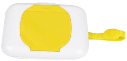 Porta Salviette Umidificate Giallo Portatile, Ragazzo Ragazza | Contenitore Riutilizzabile in Plastica, Leggero, da Borsa o Carrozzina, per Salviette Umide