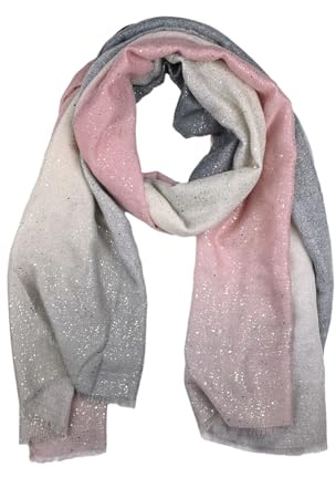 LUMBERJACK Sciarpa da Donna Morbida in Viscosa, Fantasia Sfumata con Glitter, Rosa e Grigio, Elegante e Calda, Con Scatola Regalo