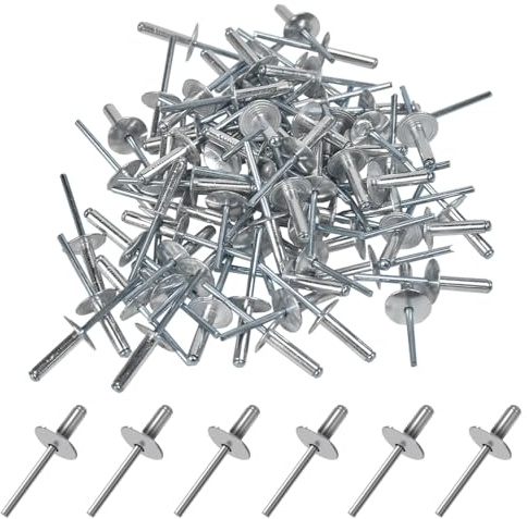 Zithgen Lot de 100 Rivets Aveugles en Aluminium Allié avec Grande Bride 16mm - 4,8x20mm (Totale 50mm) - Haute Résistance pour Automobile, Mécanique, Meuble et Bricolage