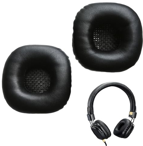 Cuscinetti Cuffie Compatibile con Marshall Major II Major I, Padiglioni Auricolari in Spugna e Pell PU, Isolamento Acustico e Comfort Elevato, Facile Installazione (1 Paio, Nero)