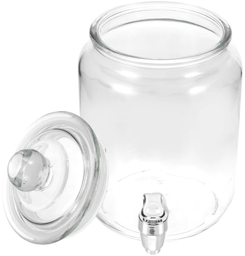 MOLUCKFU Barattolo Con Rubinetto in Abs Per Conservazione Vino 4 Litri, Bottiglia Di Vetro Per Bevande Con Coperchio Sigillante, Distributore Per Infusione a Freddo Per Uso Interno Ed Esterno