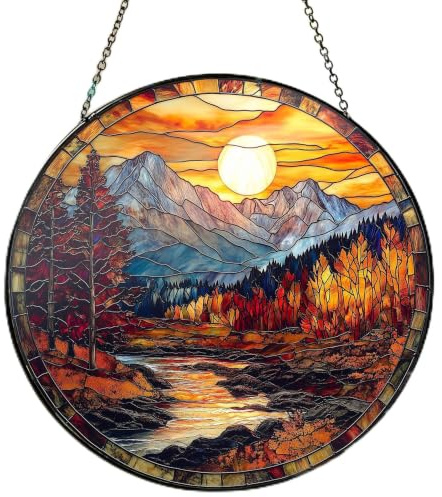 Buntglas-Sonnenfänger, Ornament, Geschenk, Sonnenfänger, Innenfenster, Sonnenfänger für Fenster, zum Aufhängen, Garten, Fenster, Dekoration, Outdoor-Sonnenfänger, Urlaub, individuelle Geschenke