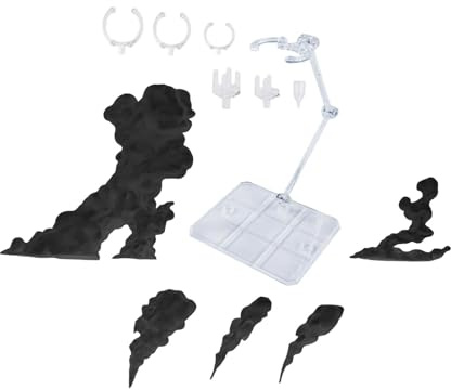 KiBcsLic Support pour Figurines avec Effet Fumée, Stable et Léger, à Monter Soi-même, pour Exposer Figurines et Poupées, Noir