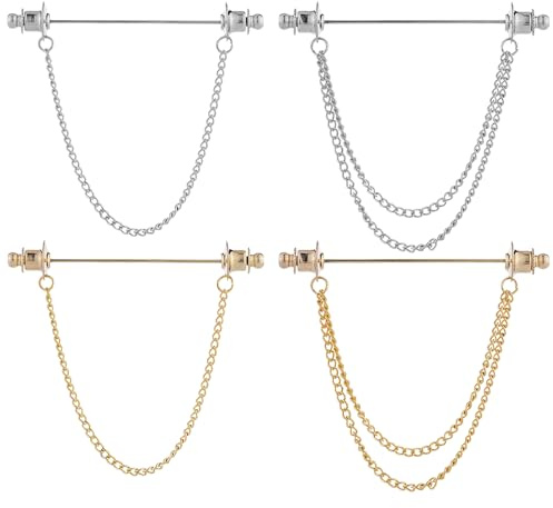 XFSRG Set 4 Spille da Colletto Camicia Oro e Argento Accessori Eleganti Abbellire Camicie Lavoro Casual Facile da Indossare Perfetto per Ufficio Appuntamenti e Eventi